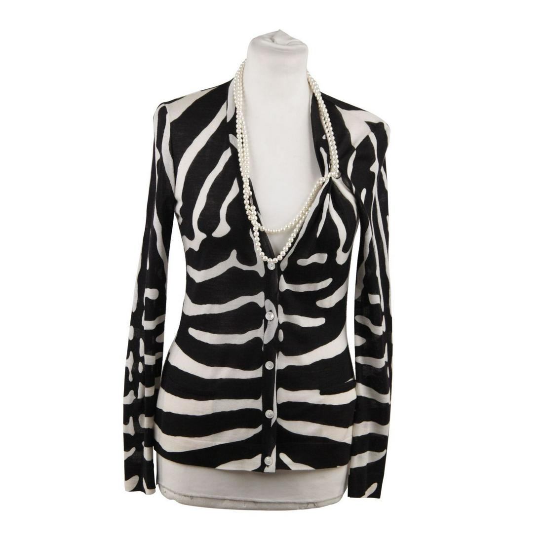 Christian Dior Wool And Silk Zebra Cardigan Faux Pearl (1 of 8)
