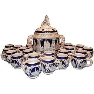 Vintage Thewalt German Stoneware Tureen / Punch Bowl: This Vintage Thewalt German Stoneware Punch Bowl –20 Cups and Glass Ladle is extremely difficult to find. Thewalt is a master craftsman of steins and the quality of their products are well known