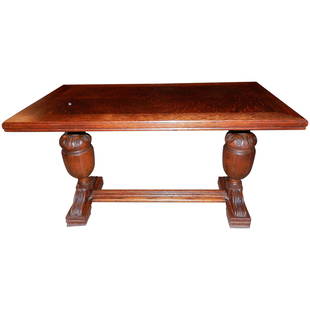 Antique Tiger Oak Coffee or Side Table: This Antique Tiger Oak Coffee or Side Table has great detail on the support pieces. NO wobble, very tight and condition is excellent. The two large center pieces of the legs do have dry cracks (shown