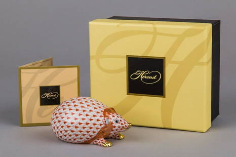 Brand New Herend Red Fishnet Hedgehog Figurine with: Brand New Herend Red Fishnet Hedgehog Figurine Manufacturer: Herend Porcelain Manufactory (Hungary) Quality: Handpainted, 1st class Pattern: Red Fishnet (VH) Condition: Brand new, directly