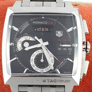 TAG Heuer - Monaco LS Calibre 12 - Ref: CAL2110 - Men -: Brand: TAG Heuer Model: Monaco LS Calibre 12 Reference Number: Ref: CAL2110 Gender: Men Period: 2011-present Movement: Automatic Case material: Steel Extras: Box, Travel box, Service