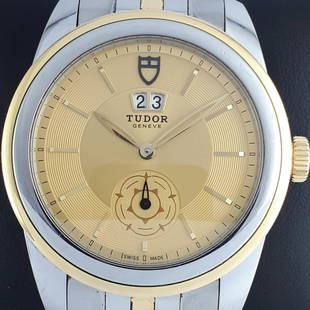 Tudor - Glamour Double Date - Ref: 57003 - Men -: Brand: Tudor Model: Glamour Double Date Reference Number: Ref: 57003 Gender: Men Period: 2011-present Movement: Automatic Case material: Gold/Steel Material fineness: 18 kt. Type: Analogue