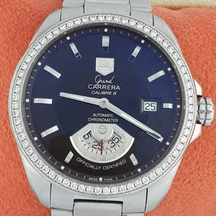 TAG Heuer - Grand Carrera Diamond Bezel, Automatic -: Brand: TAG Heuer Model: Grand Carrera Diamond Bezel, Automatic Reference Number: Ref: WAV511 E Gender: Men Period: 2011-present Movement: Automatic Case material: Steel Type: Analogue