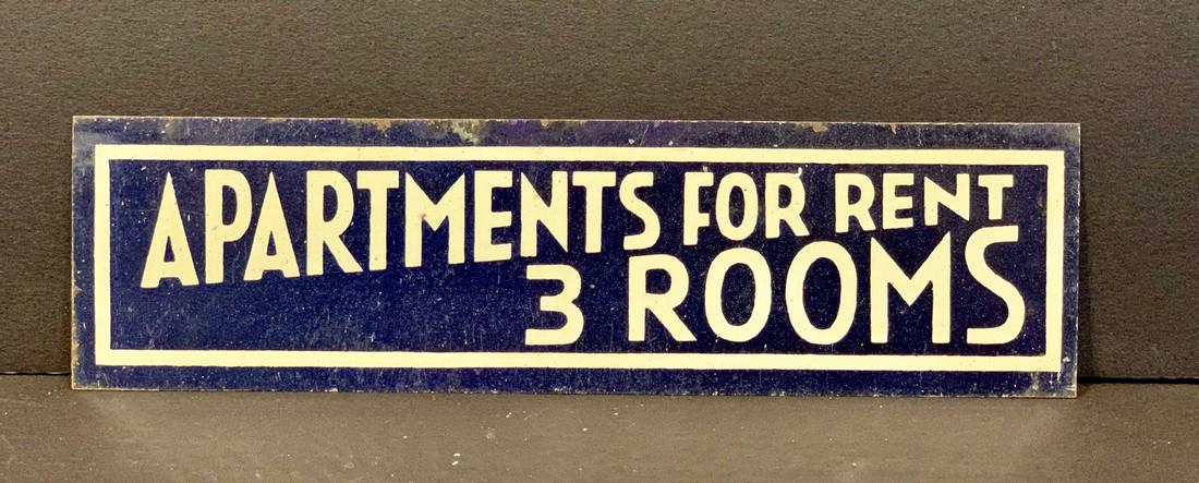 Early 20thc APARTMENTS FOR RENT Sign (1 of 3)