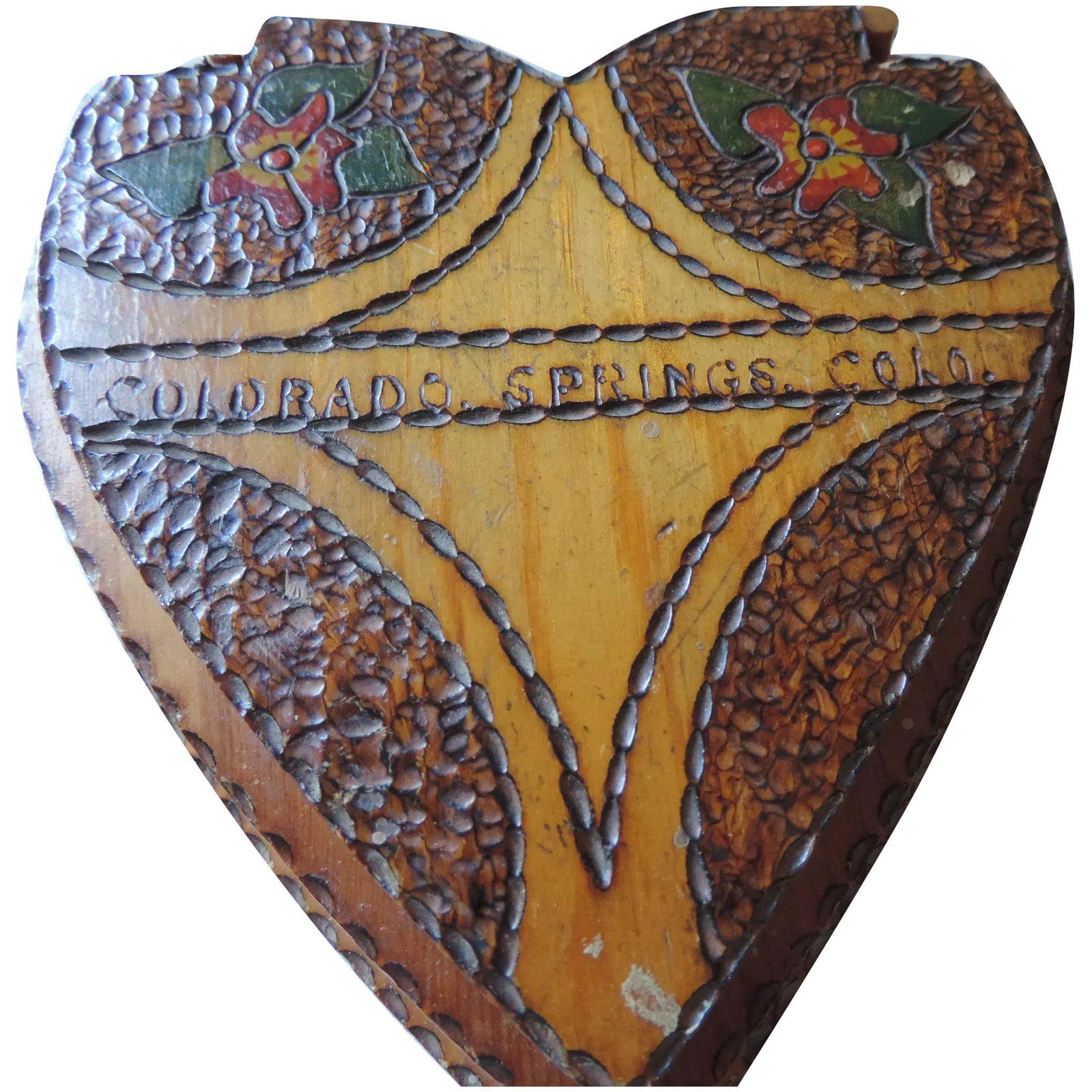 Folk Art Heart Shaped Box, Pyrography, Colorado Springs - Jan 30, 2020 ...