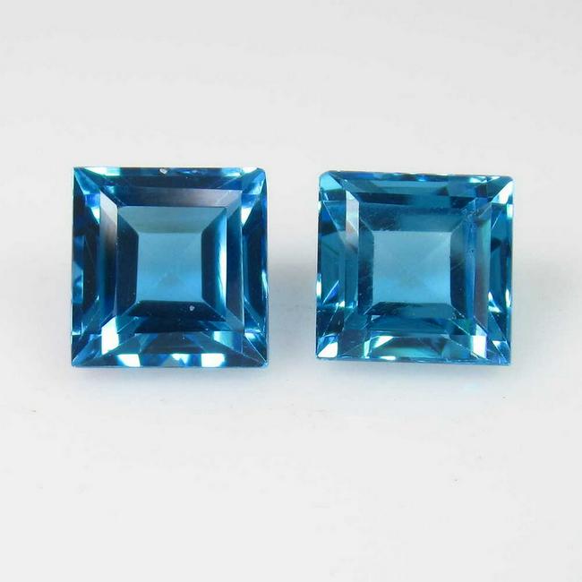 7.23 Ctw Natural Blue Topaz Square Pair (1 of 2)