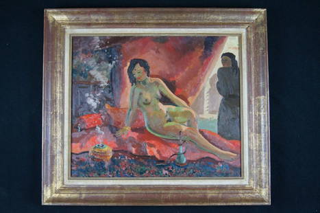 Maurice BOUVIOLLE (1893-1971)"Oriental courtesan"Oil on: Title: Maurice BOUVIOLLE (1893-1971)"Oriental courtesan"Oil on cardboard signed lower rightDate/Period: 1922Materials: Oil on cardboardDimensions:18.1 x 21.7 inDescription:Maurice BOUVIOLLE