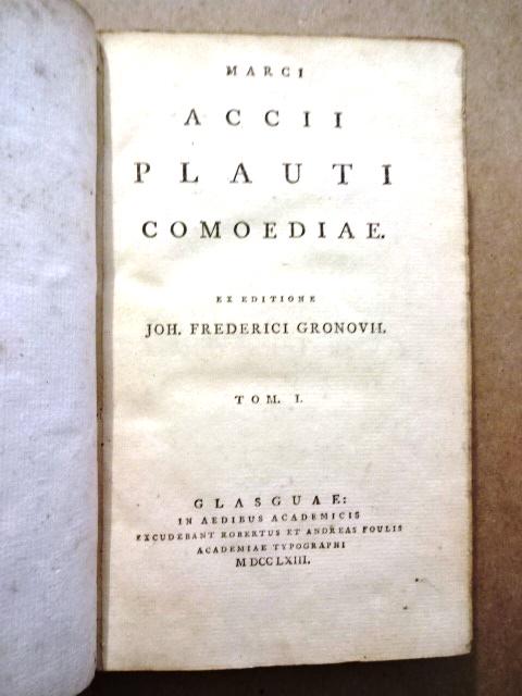 1763 Three-Vol Set Leather Plautii Comoediae (1 of 3)