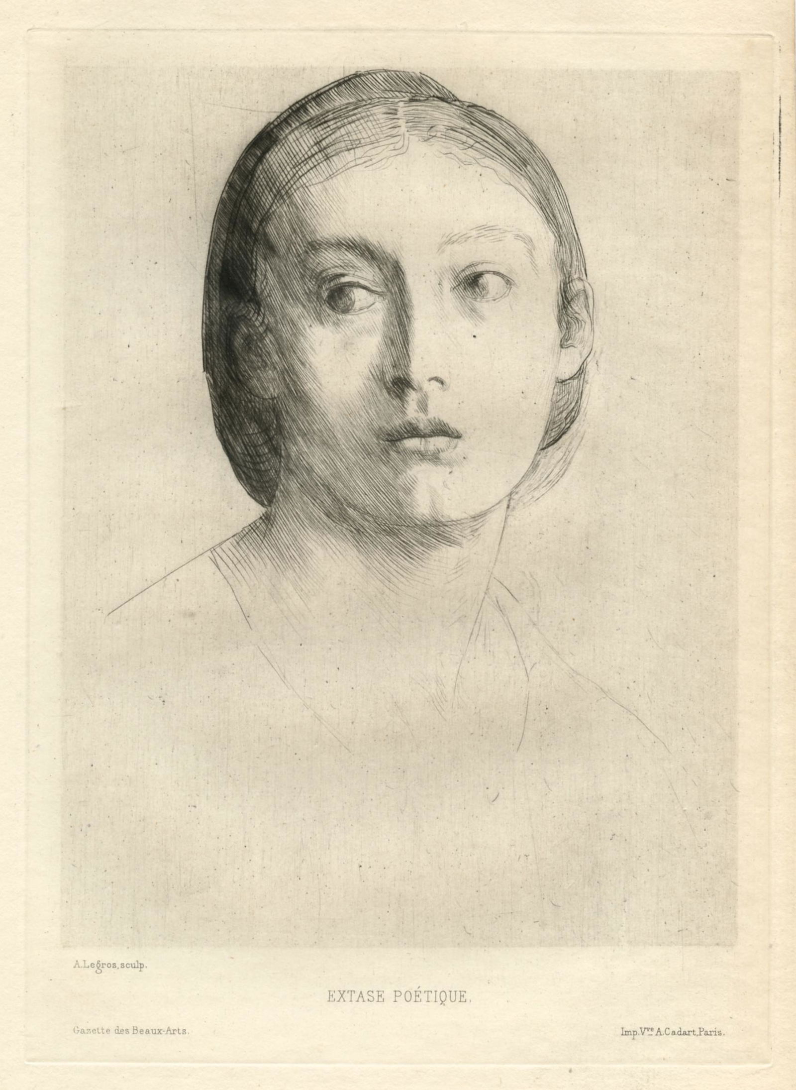 Alphonse Legros original etching "Extase poetique" (1 of 2)