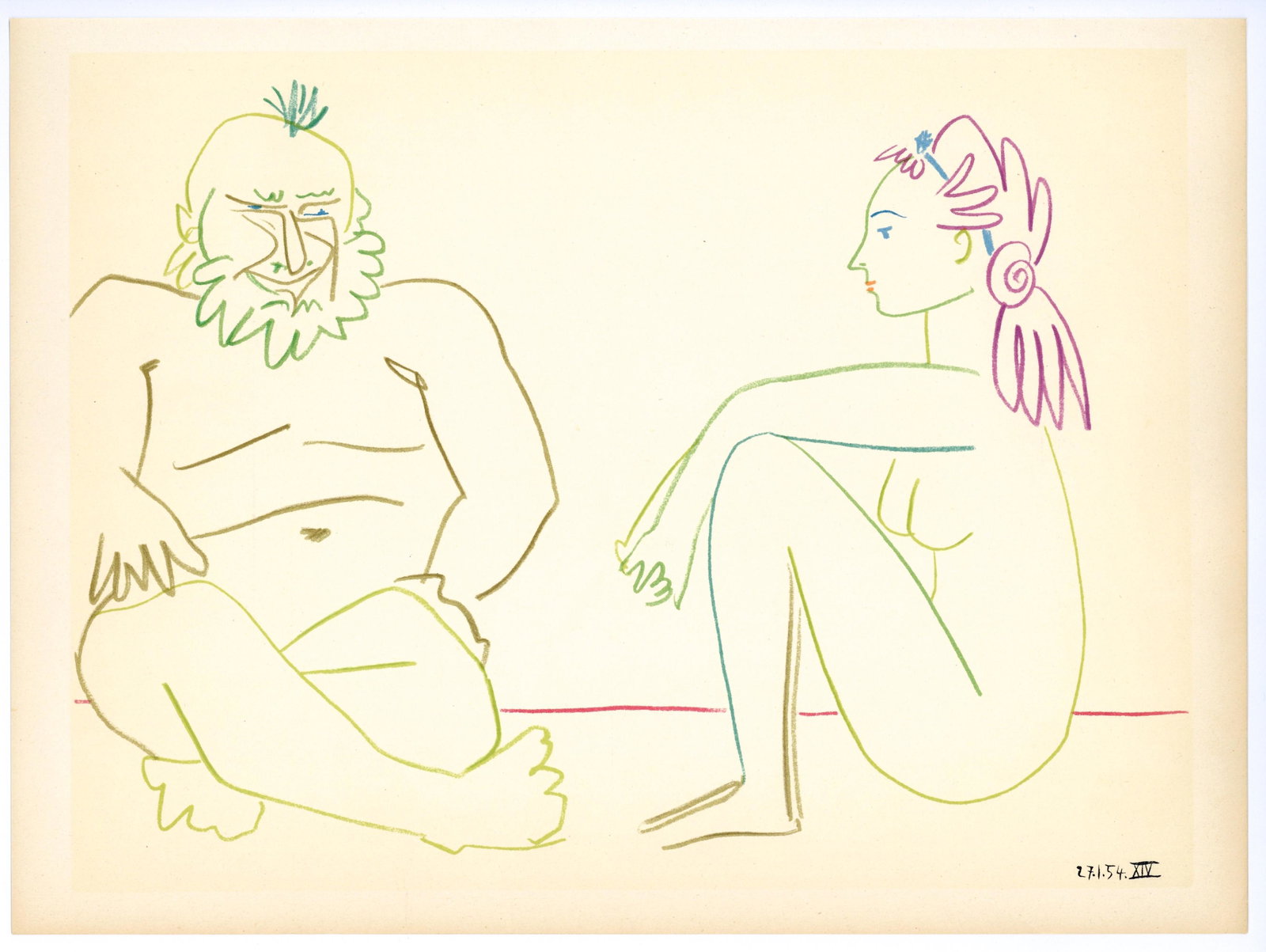 Pablo Picasso lithograph (Woman and Clown) (1 of 1)