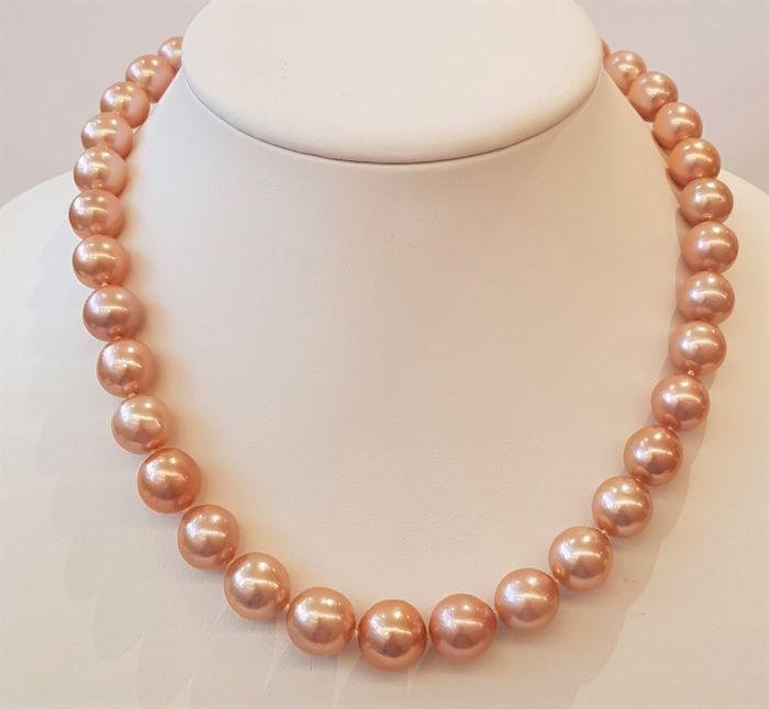 925 Silver - 10.5x12mm Beautiful Colour Edison Pearls -: This necklace will stand out for its radiant glow ! Most freshwater pearls are nucleated by tissue, but Edison cultured pearls are nucleated with beads, exactly as saltwater pearls This luxurious neck