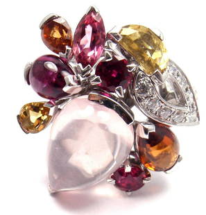 CARTIER Sorbet 18k Gold Diamond Pink Quartz Tourmaline: Authentic! CARTIER Sorbet 18k Gold Diamond Pink Quartz Tourmaline Large Ring. You are bidding on an Authentic! CARTIER Sorbet 18k Gold Diamond Pink Quartz Tourmaline Large Ring. This ring comes with