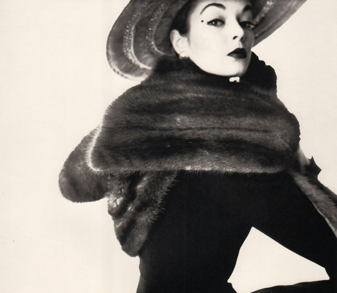 IRVING PENN - Dior Fur Scarf, Jean Patchett, 1950: Artist: IRVING PENN Print Title: Dior Fur Scarf, Jean Patchett, 1950 Medium: Quad-tone Photoengraving Printed 1990’s in the US Image size (inches) approx. 7.5 x 8.5 Irving Penn was an American photo