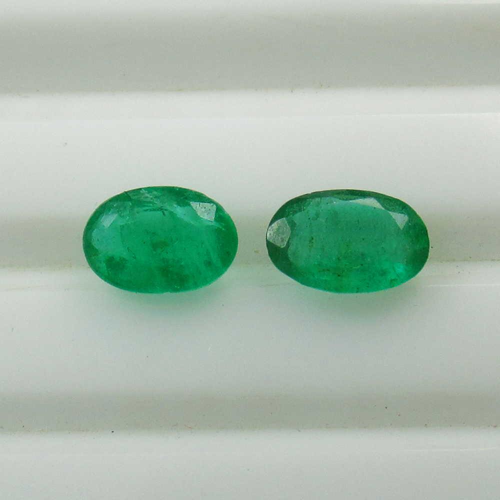 0.89 Ct Natural Zambian Emerald Oval Pair (1 of 2)