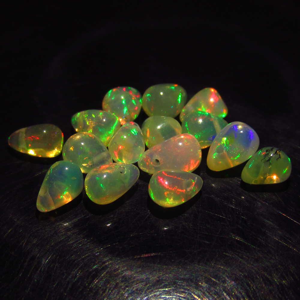 3.58. Ctw Natural 15 Drilled Multi-Color Fire Pear Opal (1 of 2)