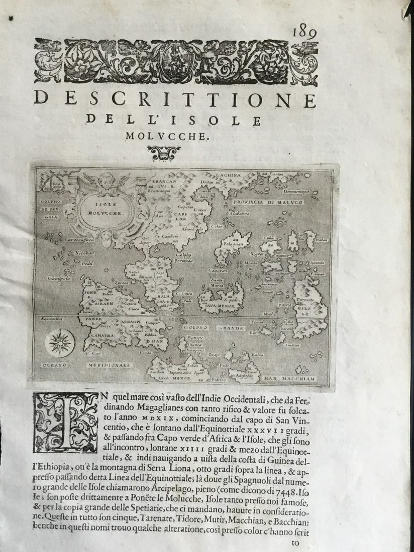 Spice islands. (Indonesia, Malaysia, mainland S.E: Title/Content of Map: Spice islands. (Indonesia, Malaysia, mainland S.E Asia.) Date: 1576-1590. Cartographer: Porchelli Size: 8x12”. Provenance: Republic of Venice A Rare very early map to focus on 