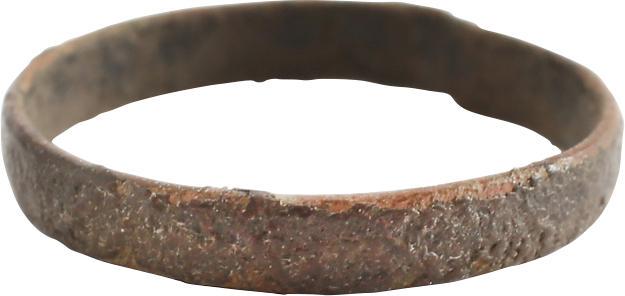 VIKING WOMAN’S WEDDING RING, 866-1067 AD S3 1/2: No Reserve! S3 1/2. Bronze, originally gilt, size 3 1/2 for the small finger as was the custom in some areas. 2mm, width low rounded face. Good patina and preservation. Gift boxed with certificate of 