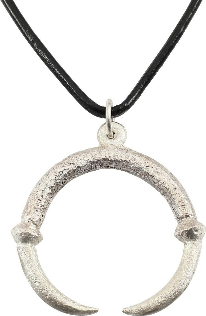 VIKING LUNAR PENDANT C.900-1000 AD.: Large, over 1 3/8Â” width. As expert navigators, the constellations signified mystery and power to Vikings. The Moon was personified as Mani, brother to Sol the Sun, and is abundantly represented i