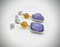 Double Drop Stud Earrings w Yellow Jadeite, Violet - 2