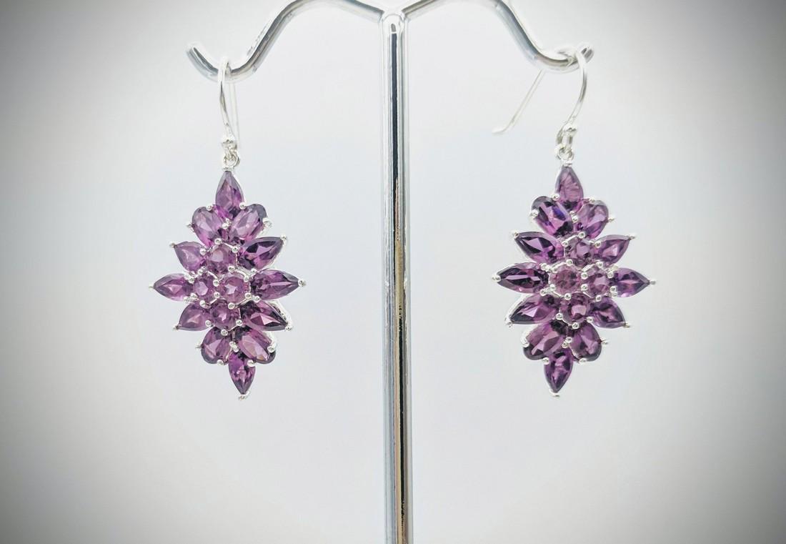 Sterling Silver Clustered Amethyst Earrings (1 of 3)