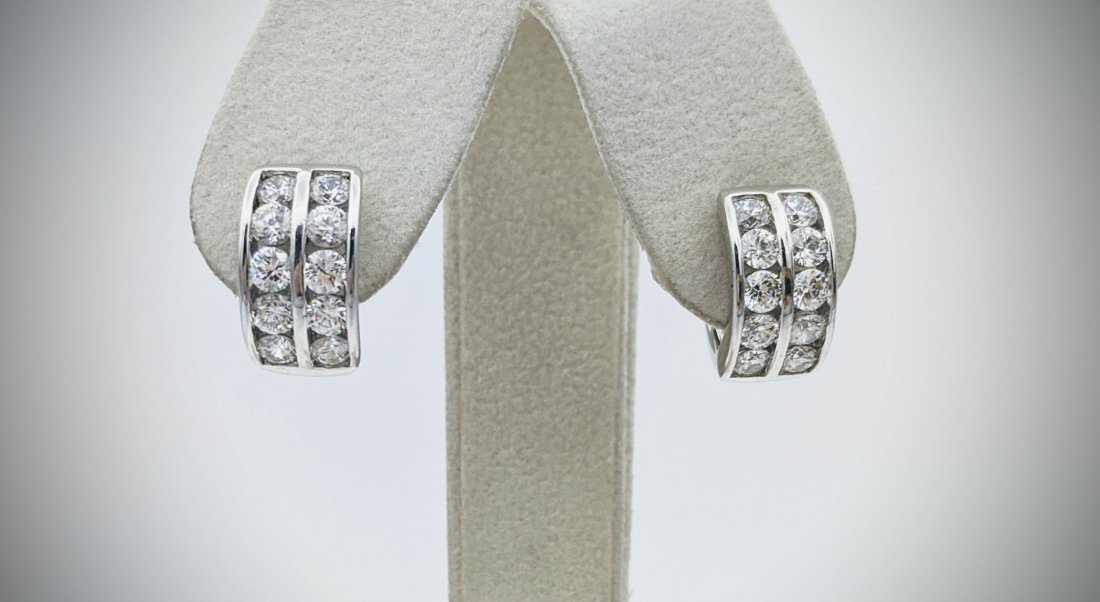 Two Stranded Cubic Zirconia Huggies Hoop Earrings (1 of 3)
