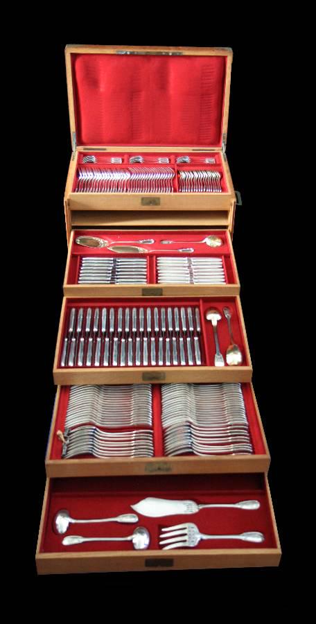 PUIFORCAT - STERLING SILVER FLATWARE SET, 5-TIERED