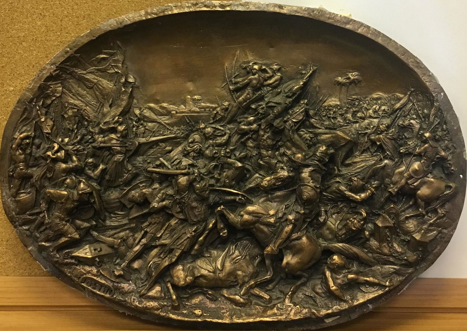 War: Title: War Date/Period: 1800-1900s Materials: Metal Dimensions: 9x13 Relief on metal of war Reserve: $190.00 Shipping: Domestic: Flat-rate of $20.00 to anywhere within the contiguous U.S. Internat