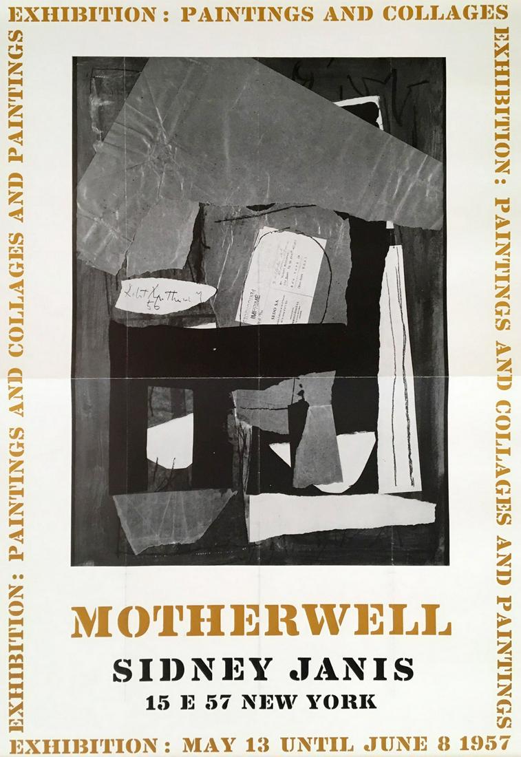 Robert Motherwell: Sidney Janis Original Vintage: Artist: Robert Motherwell Title: Sidney Janis Original Vintage Gallery Poster by Robert Motherwell Printing Date: 1957 Size/Format: 23 1/2 x 16 in. This is an original vintage poster, not a reproducti