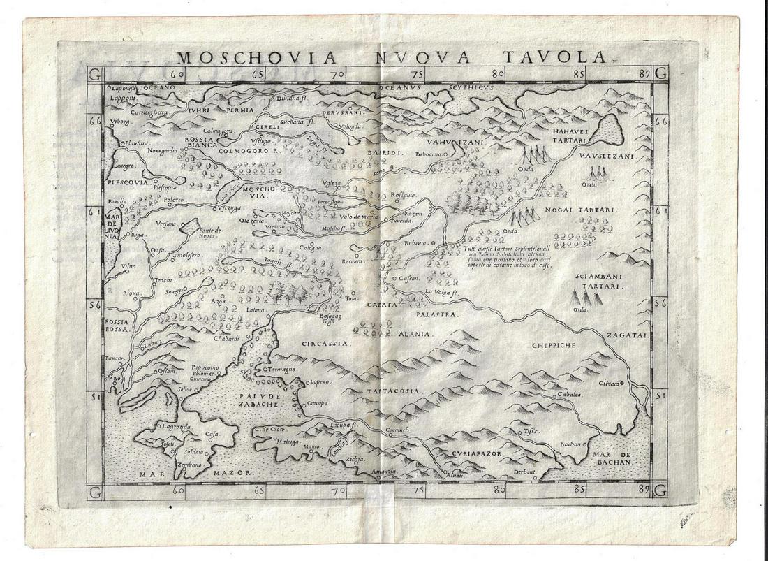 1561 Ruscelli Map of Moschovia Nuova Tavola Russia (1 of 2)