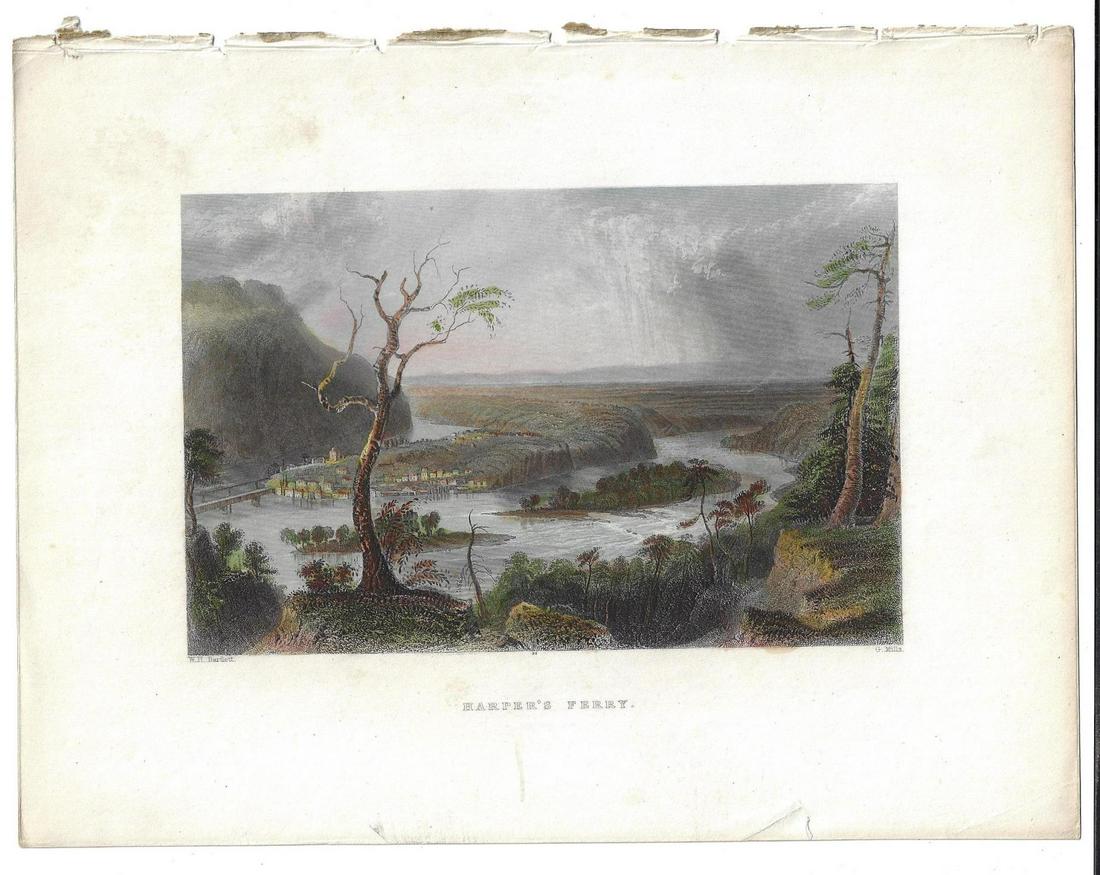 c1840 Handcolored Steel Engraving Harper's Ferry (1 of 1)