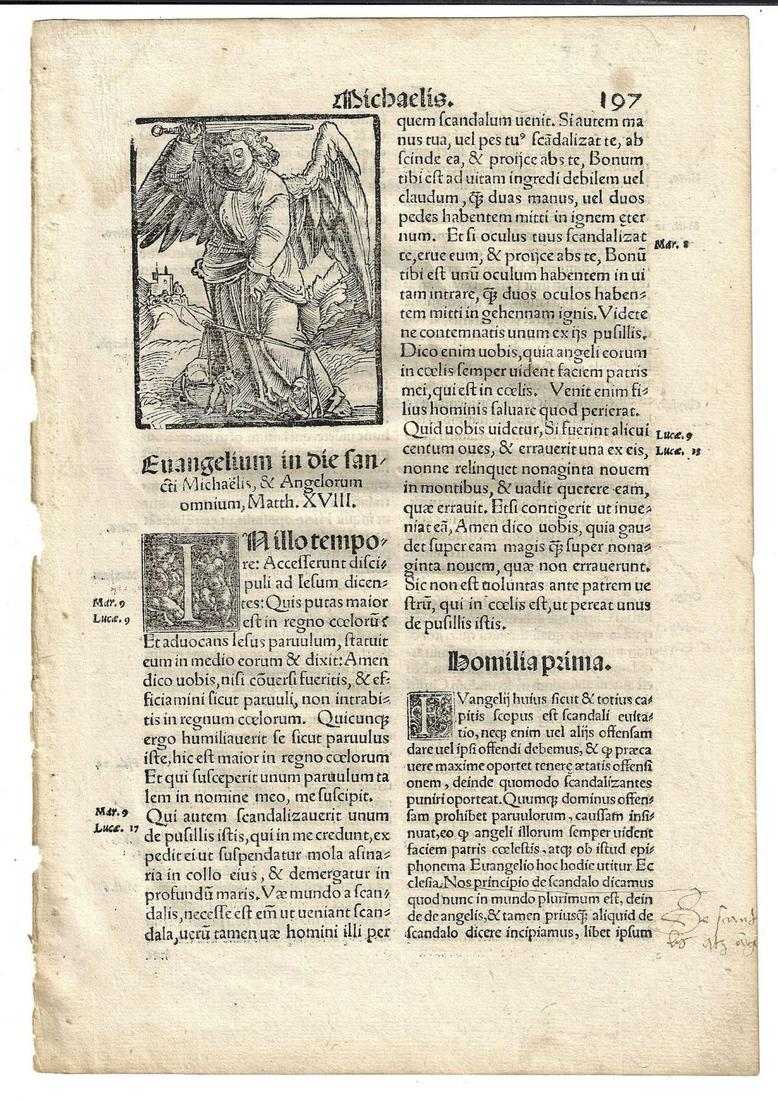 16th C Leaf Engraving St. Michael (1 of 2)