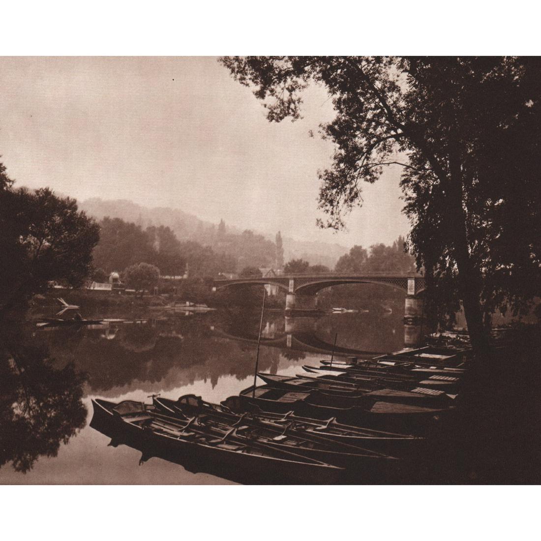 EUGENE ATGET - Riverboats, France: Artist: EUGENE ATGET Print Title: Riverboats, France Medium: Sheet-Fed Gravure Printing Date: 1960's Printed in Switzerland Image Size approx: 5.75 x 7.25 inches Jean-Eugène-Auguste Atget (1857-1927)
