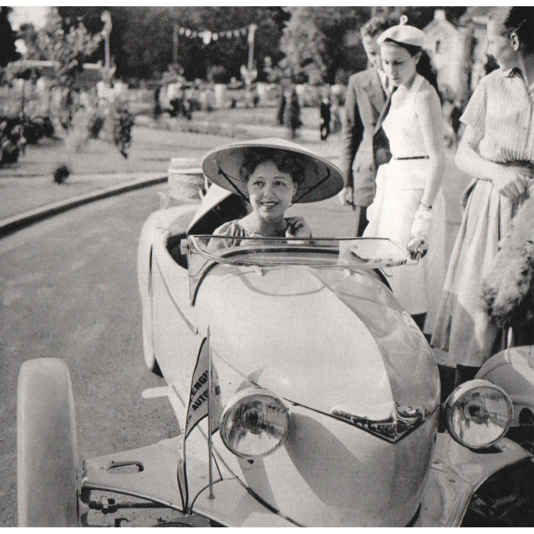 JACQUES HENRI LARTIGUE - Paulette Dubost: Artist: JACQUES HENRI LARTIGUE Print Title: Paulette Dubost at Enghien's Concours d'elegance 1951 Paulette Dubost (1910-2011) was a French actress who began her career at the age of 7 at the Paris Ope