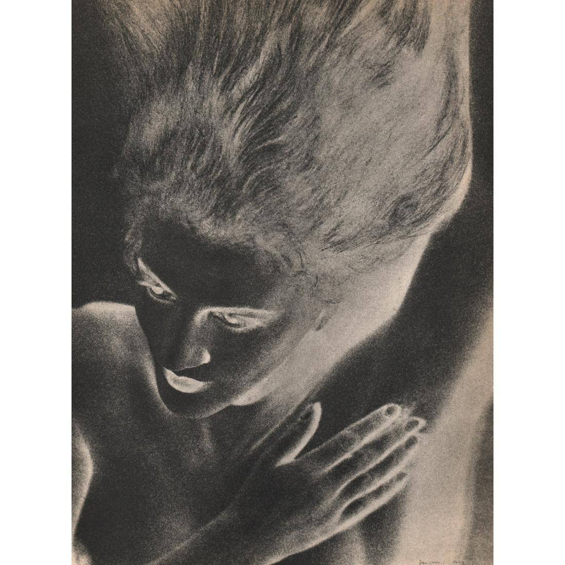 MAN RAY - Solarized Portrait: Artist: MAN RAY Print Title: Solarized Portrait From a now rare French portfolio printed in the 1930s Medium: Sheet-fed Gravure Printing Date: 1930's Printed in France Image size approx. 11.25 x 8.5 i