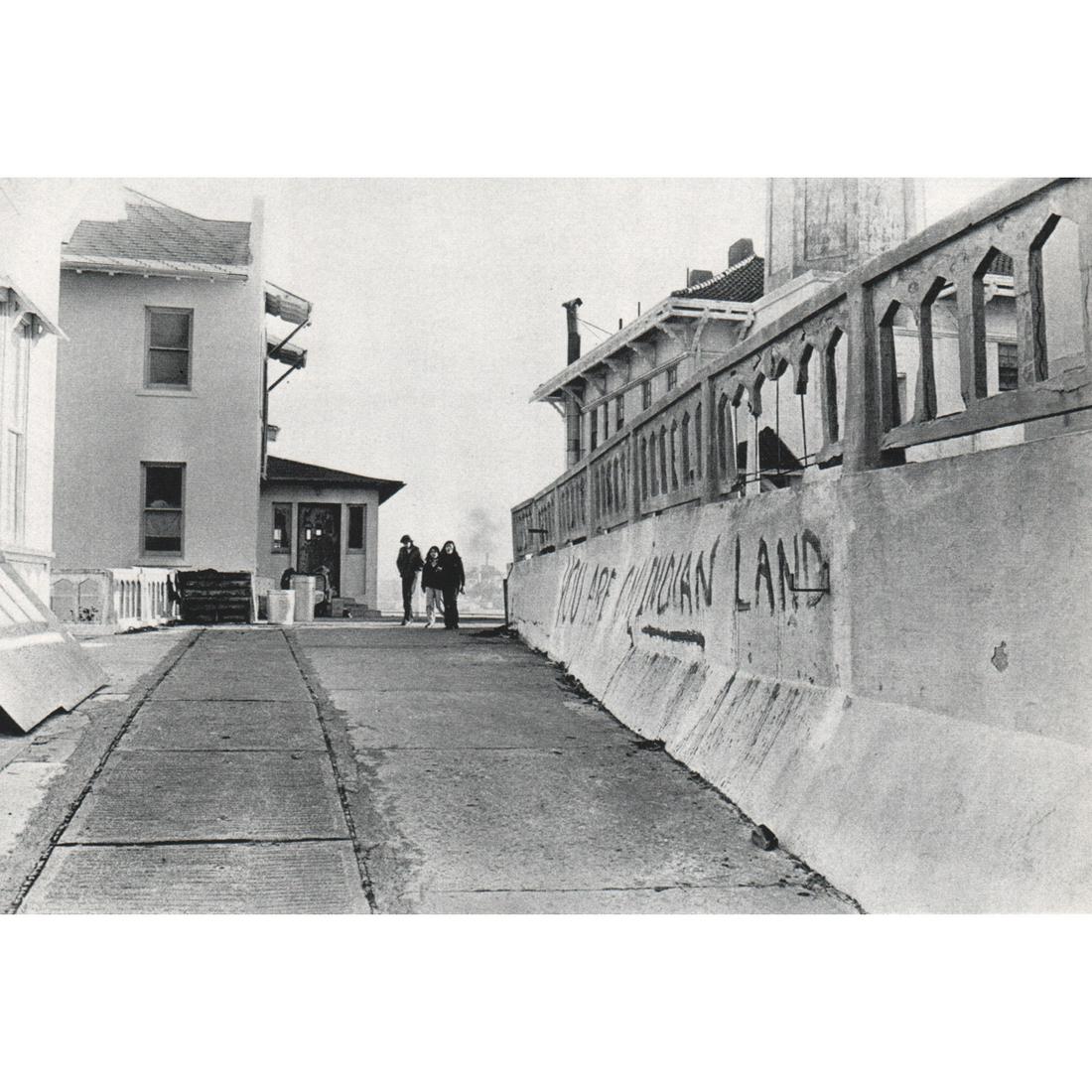 MICHELLE VIGNES - Alcatraz 1969: No Reserve! Artist: MICHELLE VIGNES Print Title: Alcatraz 1969 Medium: Sheet-fed Gravure Printing Date: 1970's Printed in Switzerland Image Size approx: 5 X 7.5 inches Michelle Vignes (1926-2012) came