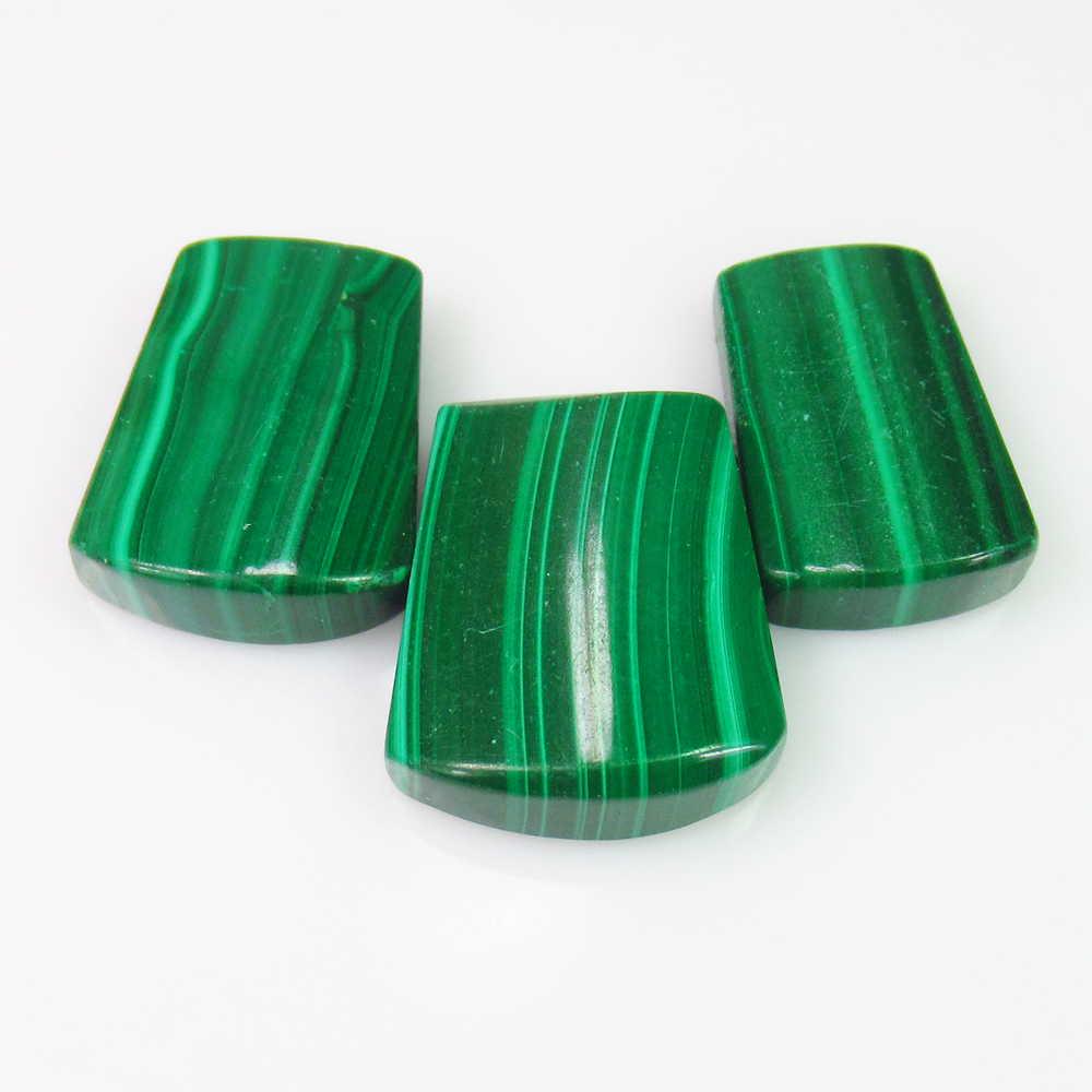 45.60 Ct Genuine 3 Green Malachite Drilled Fancy Cut: No Reserve! Title: 45.60 Ct Genuine 3 Green Malachite Drilled Fancy Cut Set Stone Clarity: Opaque Loose Gemstone: Natural Malachite Carat Weights: 45.60 Size/Dimensions: 16.2x11.3 - 17.5x14.3 mm / 3 P