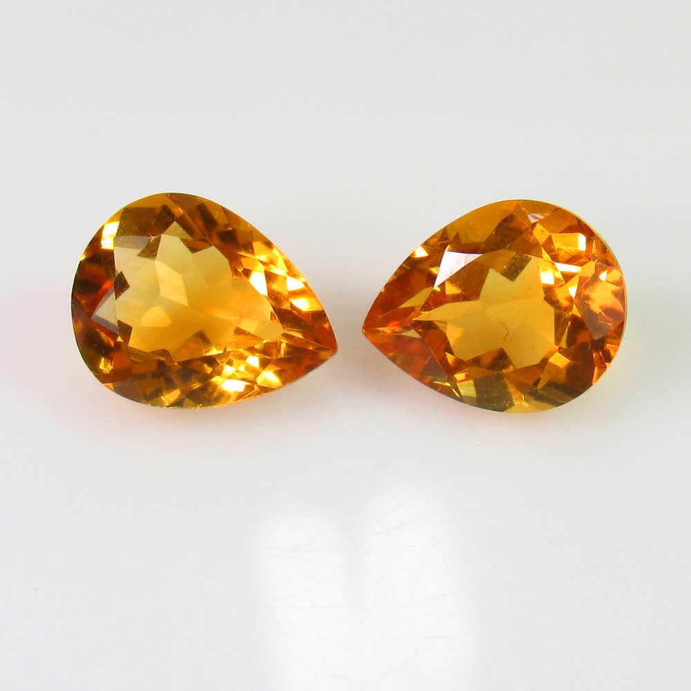 4.61 Ct Genuine Orange Yellow Citrine Pear Pair (1 of 2)