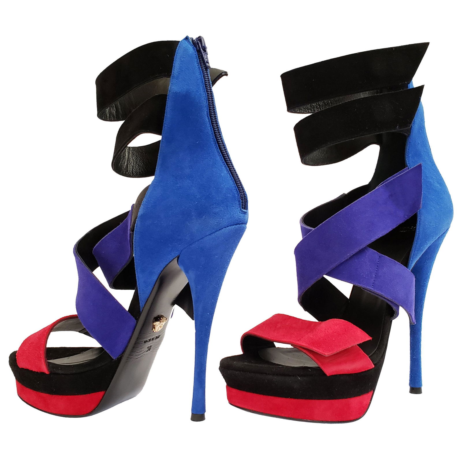 versace color block heels