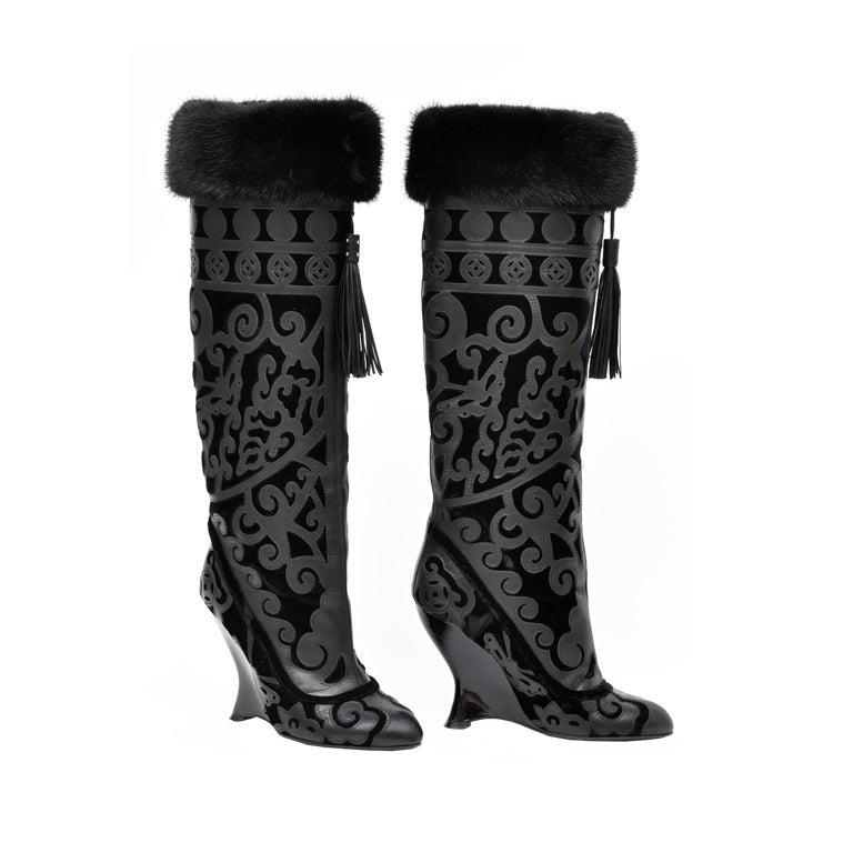 yves saint laurent fur boots
