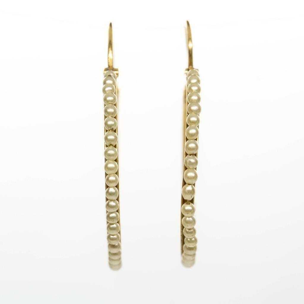 Victorian 18k Gold Natural Seed Pearls Earrings (1 of 5)