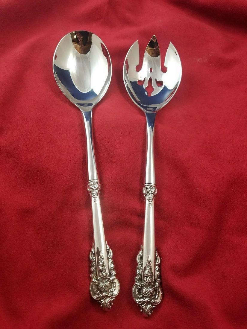 Grande Baroque Sterling Salad Serving Set (1 of 3)