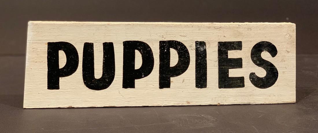 Mid-20th c PUPPIES sign (1 of 2)