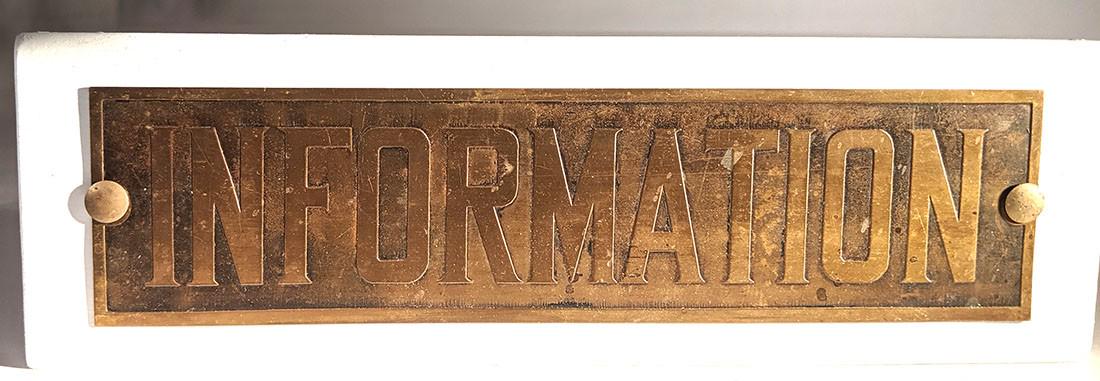 Information Thin Brass Sign (1 of 2)