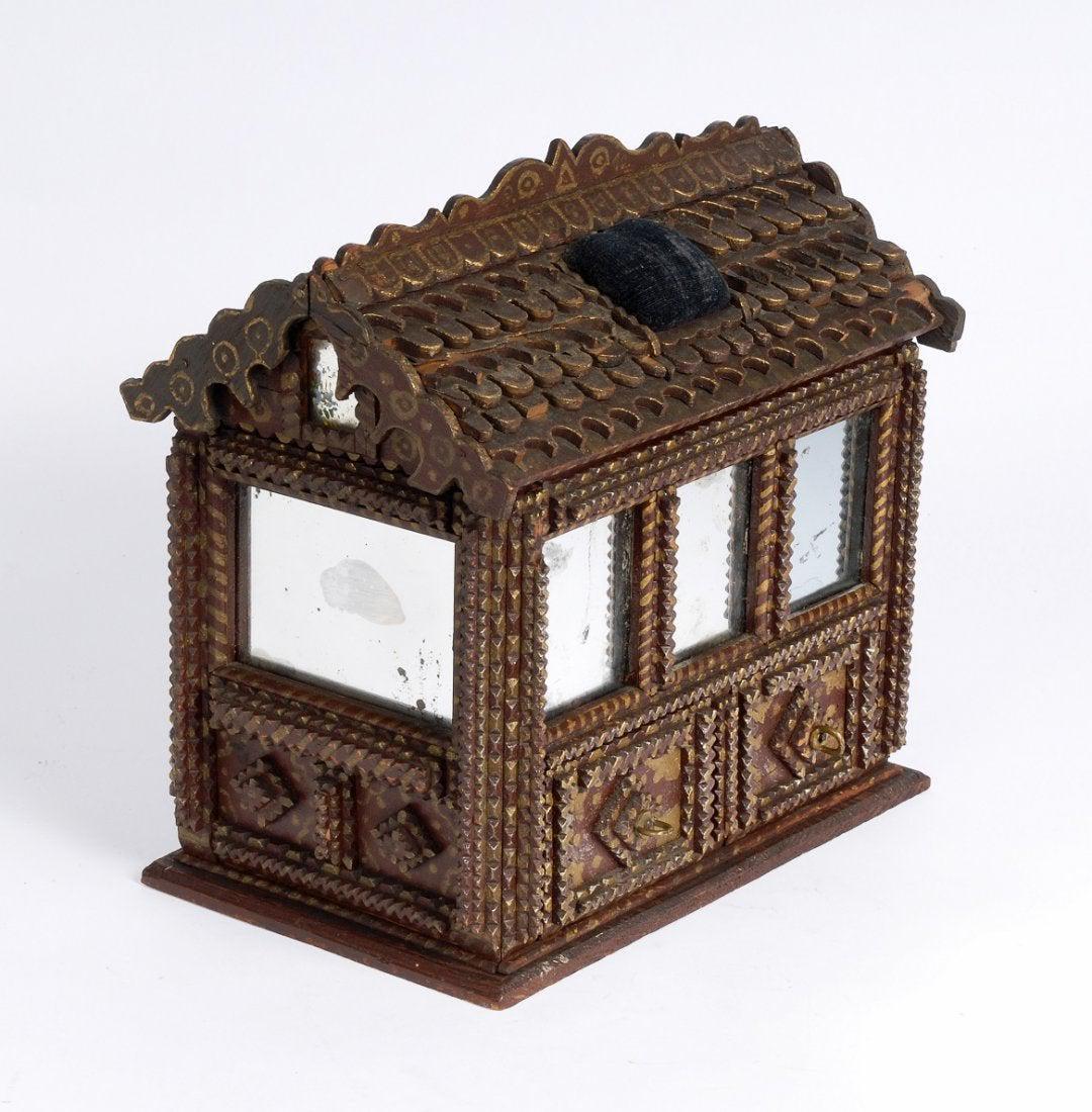 Painted House Shaped Tramp Art Box (1 of 5)