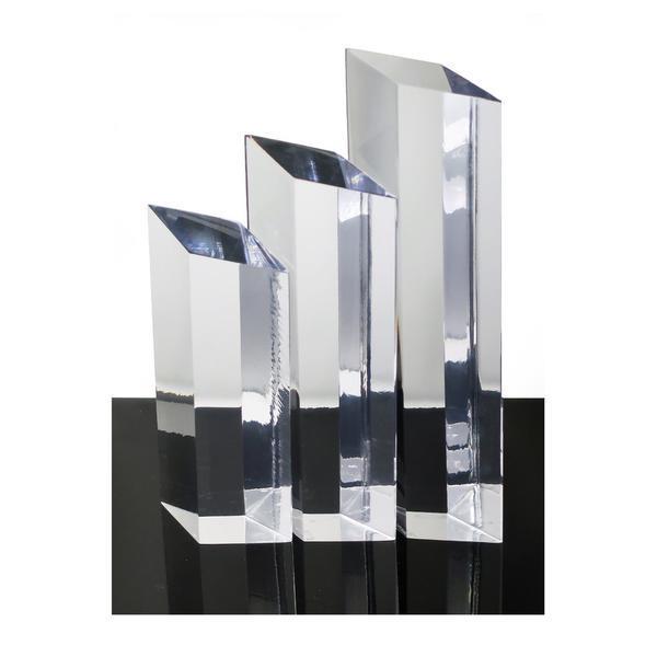 1970's Vintage Faceted Lucite Sculptures - Set of 3: A set of three lucite sculptures in the style of Hivo Van Teal and Shlomi Haziza. All three are the same width and depth with three ascending heights. In excellent vintage condition with minor shelf w