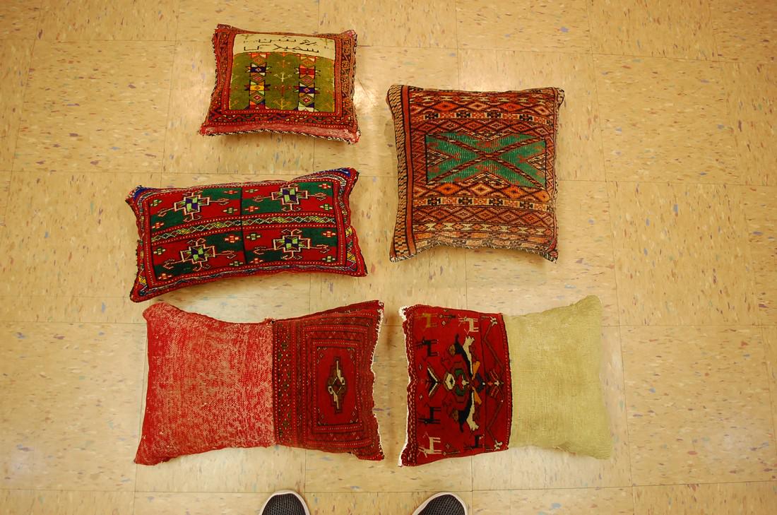 5 HAND MADE PILLOWS FROM SMALL ANTIQUE TURMAN RUGS (1 of 11)