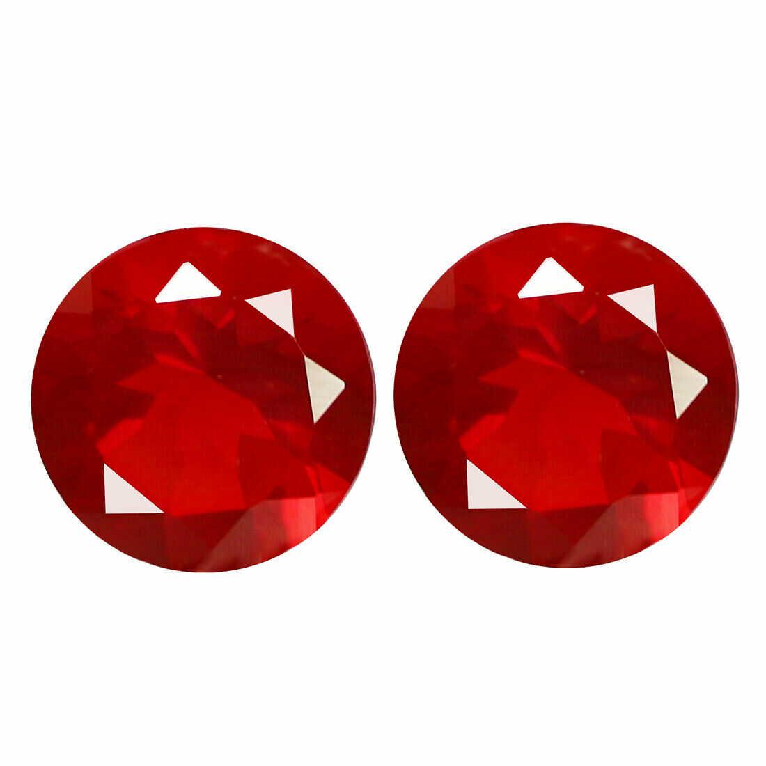 1.04 ct natural round pair blood red fire opal (1 of 4)