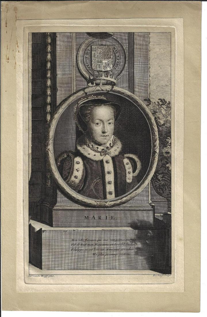 1720 Engraving of Queen Mary I (1 of 1)