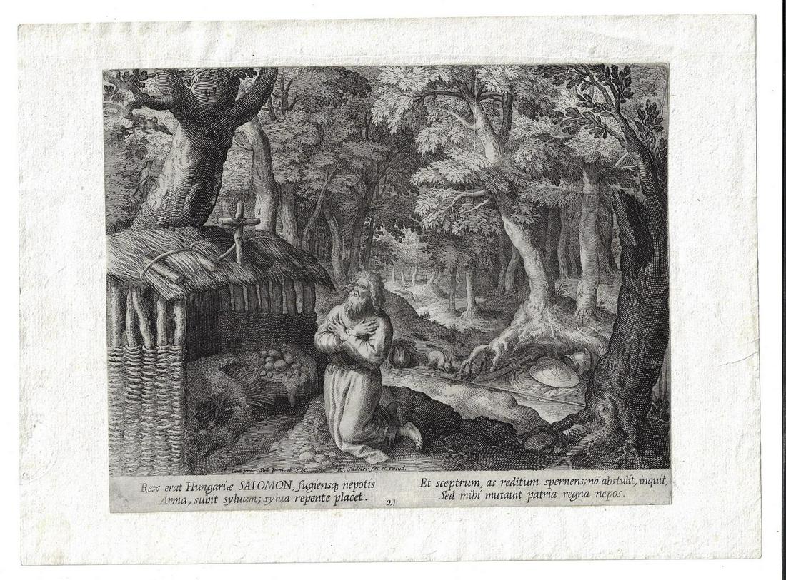 1600 Engraving Sadeler and De Vos Salomon (1 of 1)