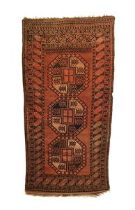 Antique Turkmen Ersari Long Rug 3'9 x 7'2